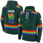 personalized michigan state spartans rainbow stripes green hoodie best selling