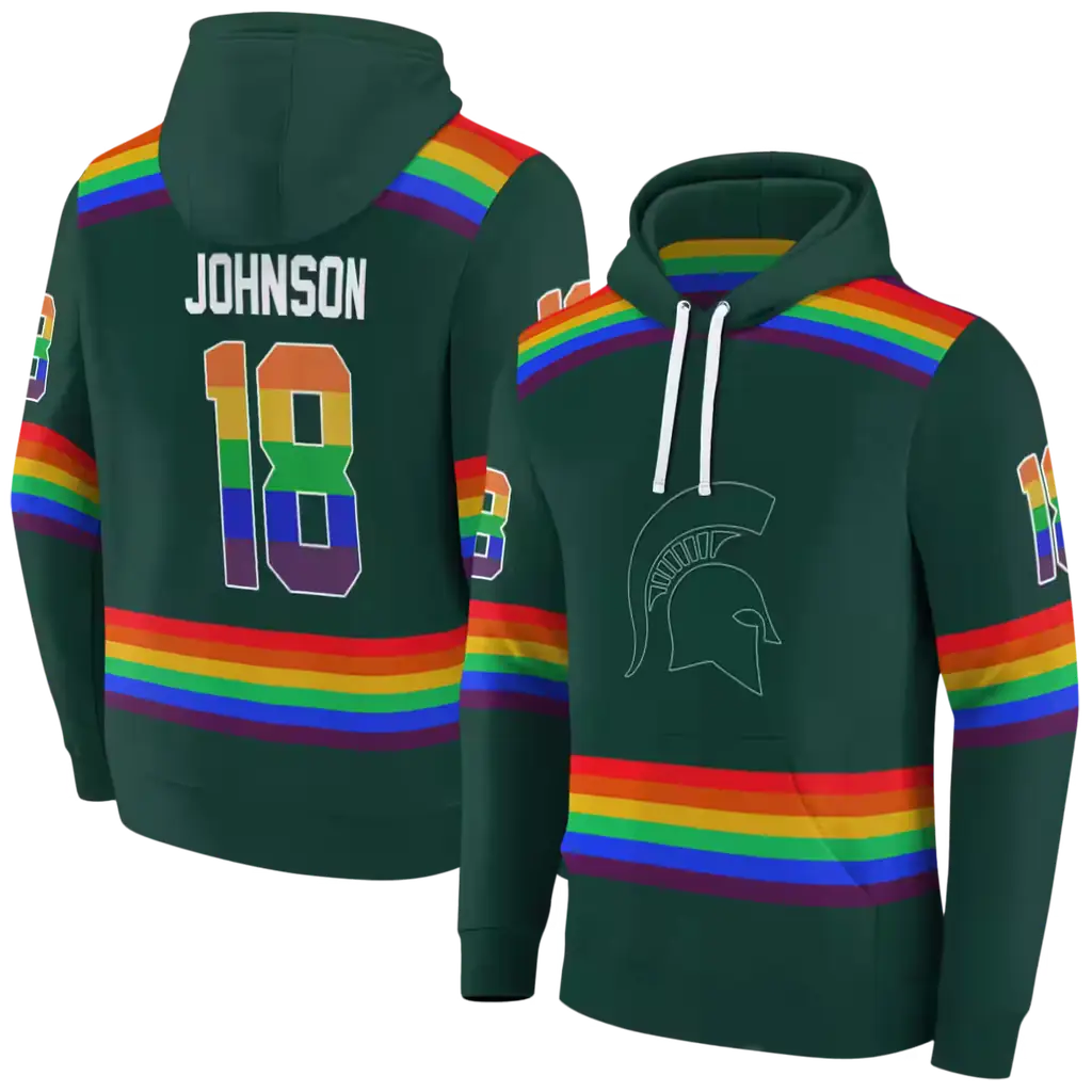 personalized michigan state spartans rainbow stripes green hoodie fashion forward personalized michigan state spartans rainbow stripes green hoodie fashion forward