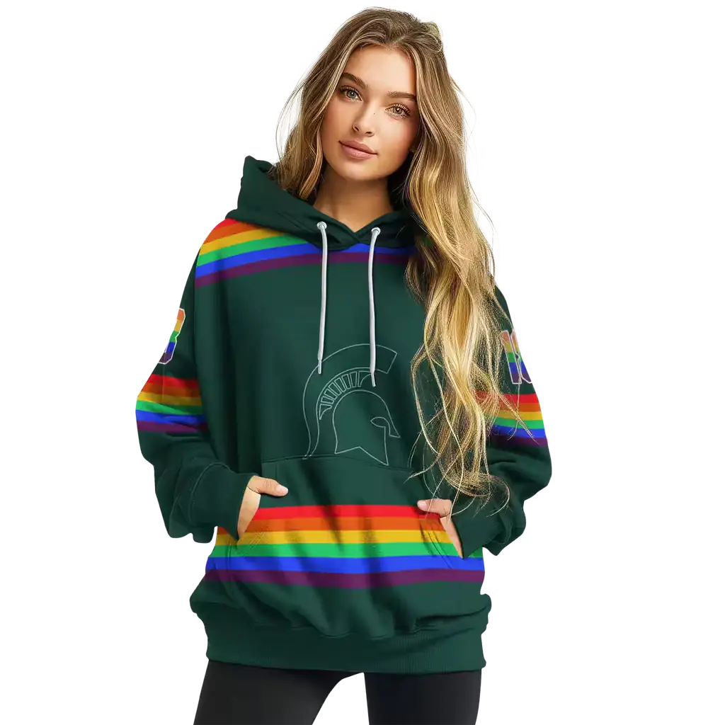 personalized michigan state spartans rainbow stripes green hoodie high quality personalized michigan state spartans rainbow stripes green hoodie high quality