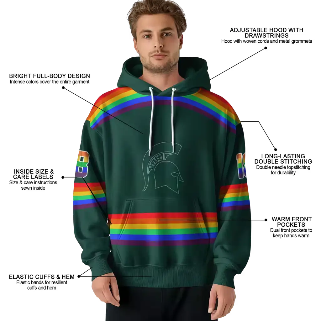 personalized michigan state spartans rainbow stripes green hoodie latest model personalized michigan state spartans rainbow stripes green hoodie latest model