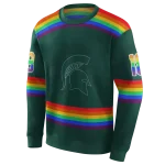 personalized michigan state spartans rainbow stripes green hoodie best selling