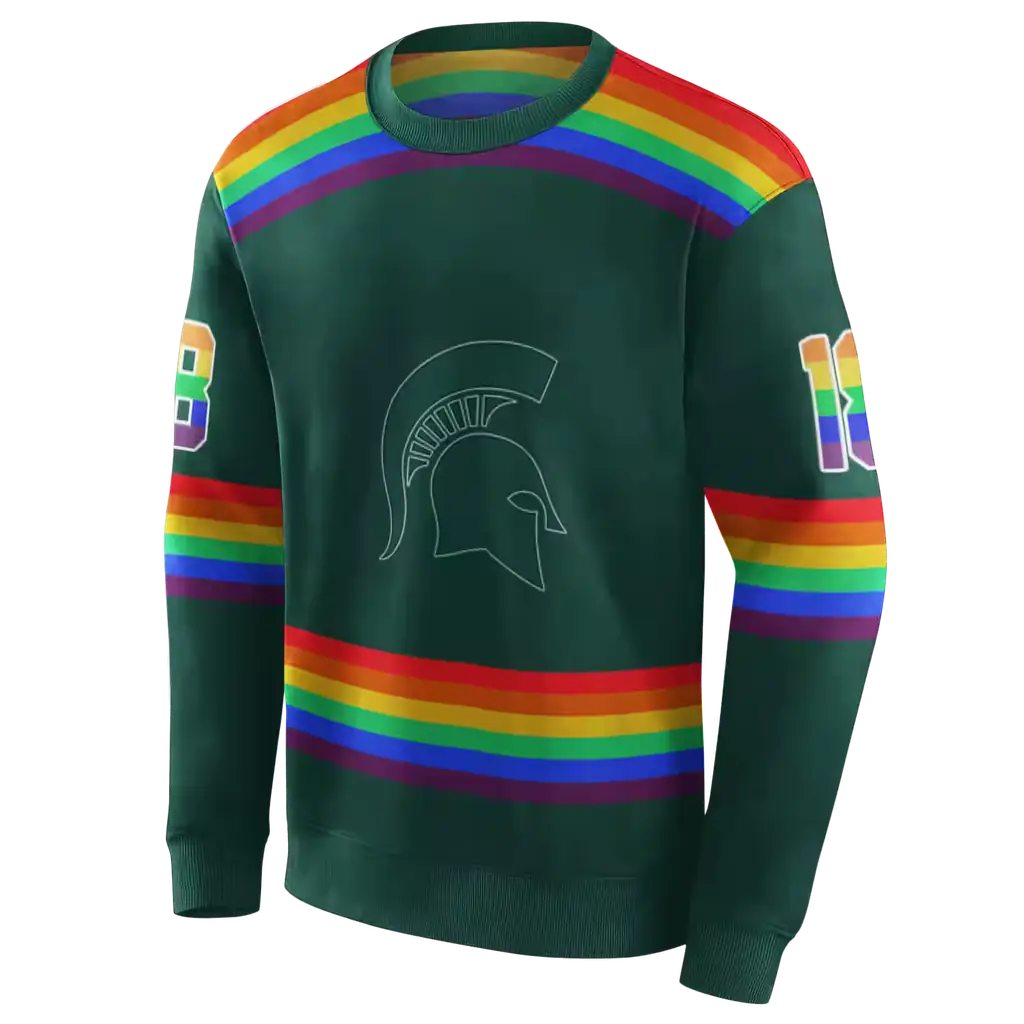 personalized michigan state spartans rainbow stripes green hoodie new arrival personalized michigan state spartans rainbow stripes green hoodie new arrival