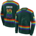 personalized michigan state spartans rainbow stripes green hoodie best selling