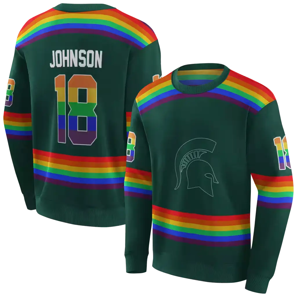 personalized michigan state spartans rainbow stripes green hoodie premium grade personalized michigan state spartans rainbow stripes green hoodie premium grade