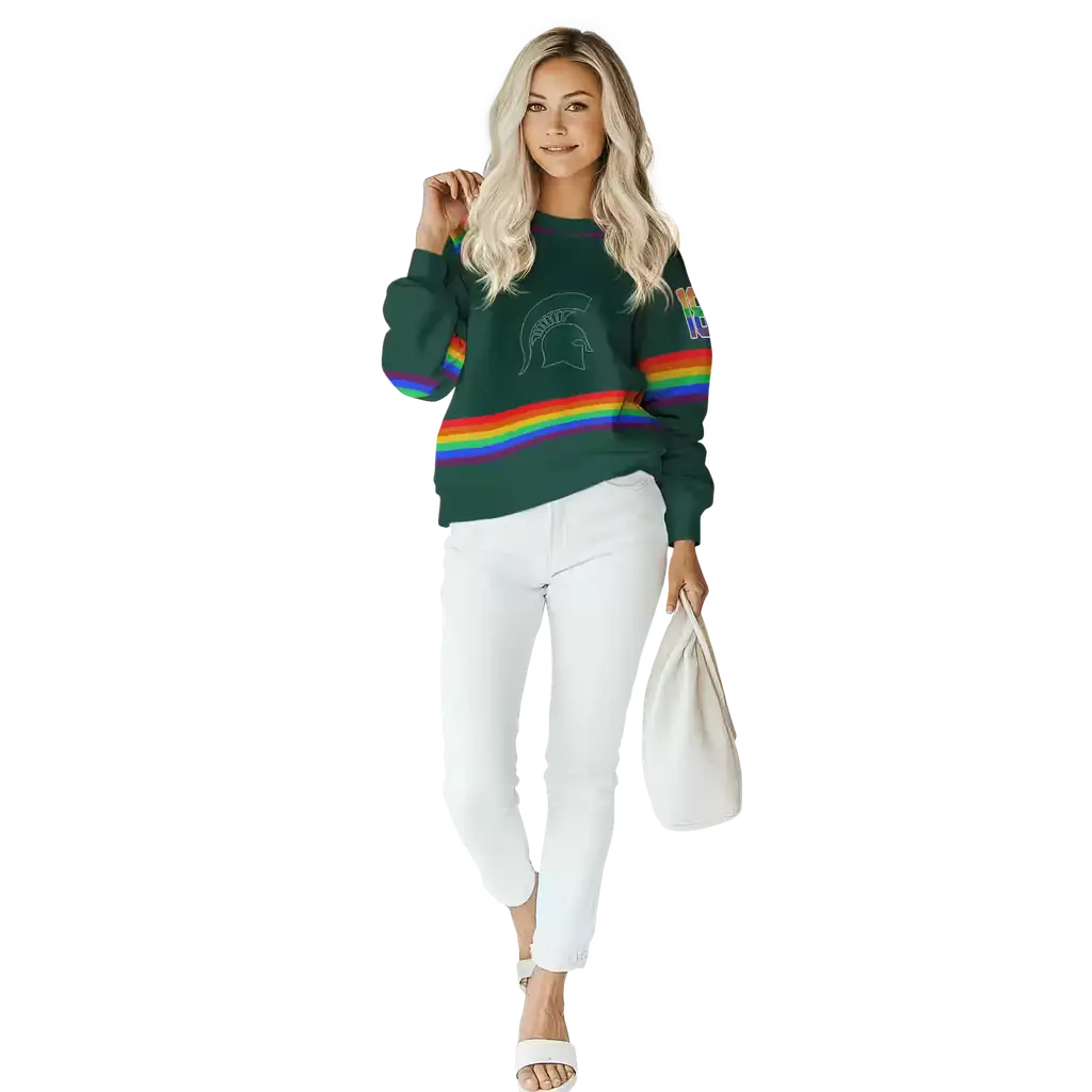 personalized michigan state spartans rainbow stripes green hoodie trendy personalized michigan state spartans rainbow stripes green hoodie trendy