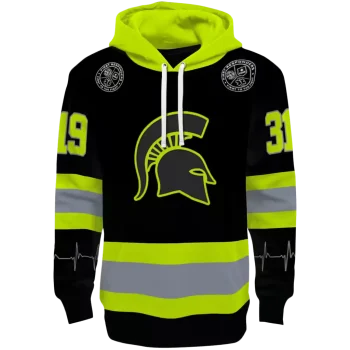 personalized michigan state spartans safety motif black neon green hoodie best selling