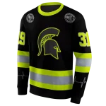 personalized michigan state spartans safety motif black neon green hoodie best selling