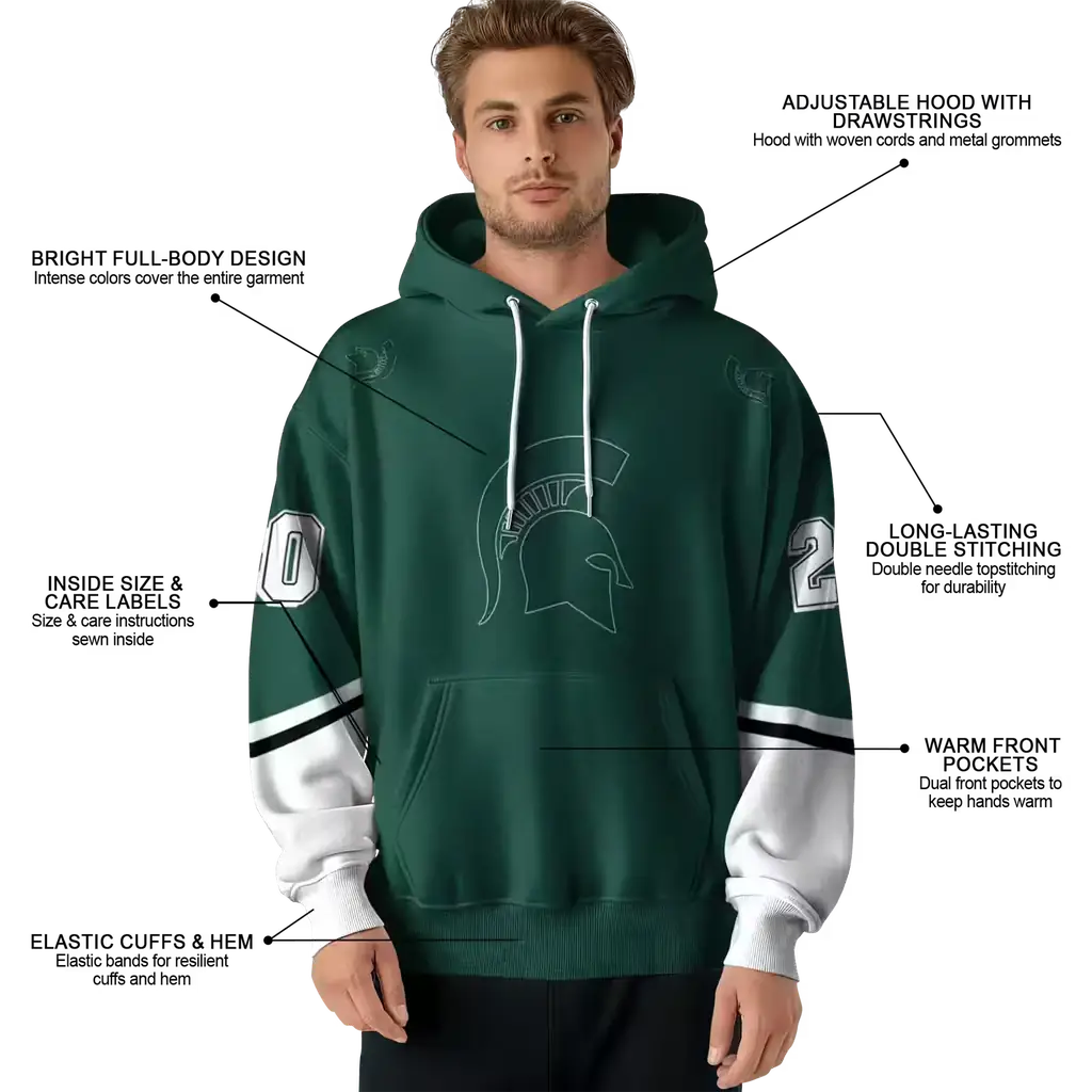 personalized michigan state spartans striped sleeves green hoodie latest model personalized michigan state spartans striped sleeves green hoodie latest model