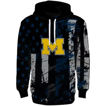 personalized michigan wolverines distressed flag blue black hoodie best selling