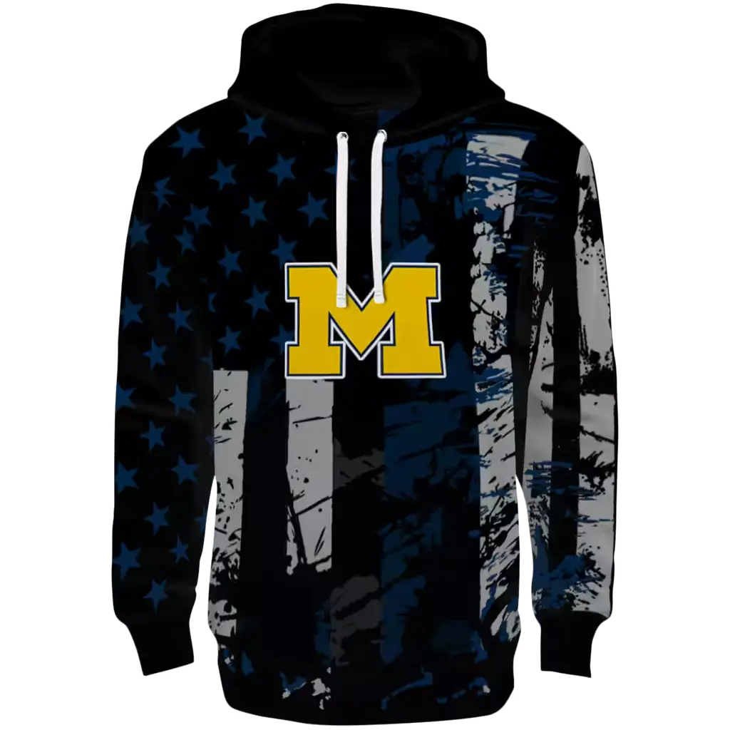 personalized michigan wolverines distressed flag blue black hoodie best selling personalized michigan wolverines distressed flag blue black hoodie best selling