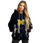 personalized michigan wolverines distressed flag blue black hoodie best selling