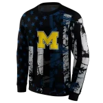 personalized michigan wolverines distressed flag blue black hoodie best selling