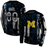 personalized michigan wolverines distressed flag blue black hoodie best selling