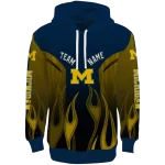 personalized michigan wolverines flame design blue hoodie best selling