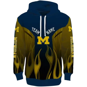 personalized michigan wolverines flame design blue hoodie best selling