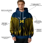 personalized michigan wolverines flame design blue hoodie best selling