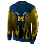 personalized michigan wolverines flame design blue hoodie best selling