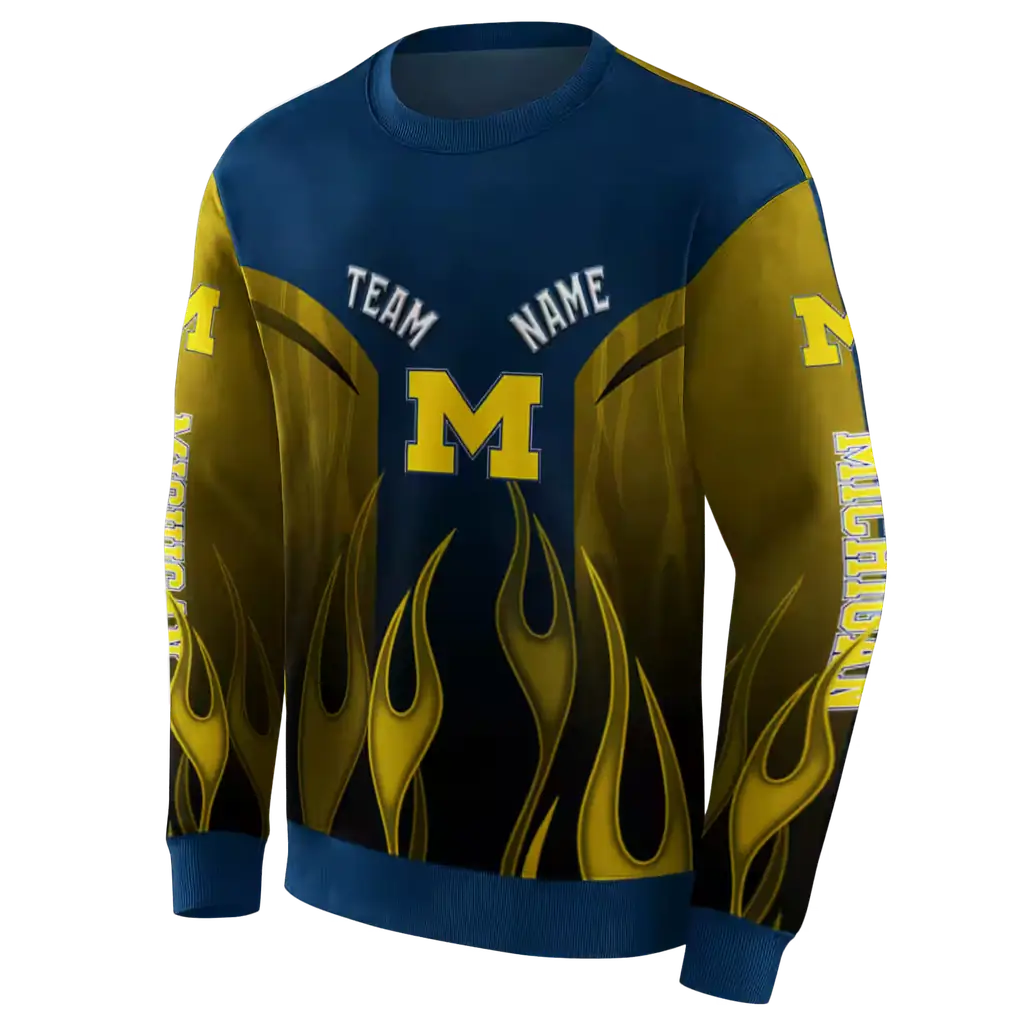 personalized michigan wolverines flame design blue hoodie new arrival personalized michigan wolverines flame design blue hoodie new arrival
