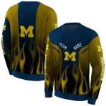 personalized michigan wolverines flame design blue hoodie best selling