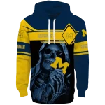 personalized michigan wolverines grim reaper blue black hoodie best selling
