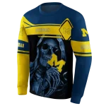 personalized michigan wolverines grim reaper blue black hoodie best selling