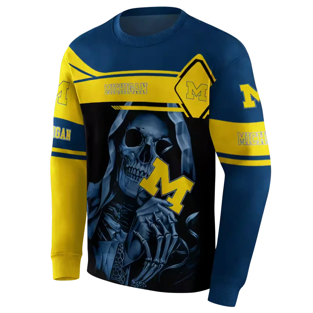 personalized michigan wolverines grim reaper blue black hoodie new arrival personalized michigan wolverines grim reaper blue black hoodie new arrival