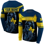 personalized michigan wolverines grim reaper blue black hoodie best selling