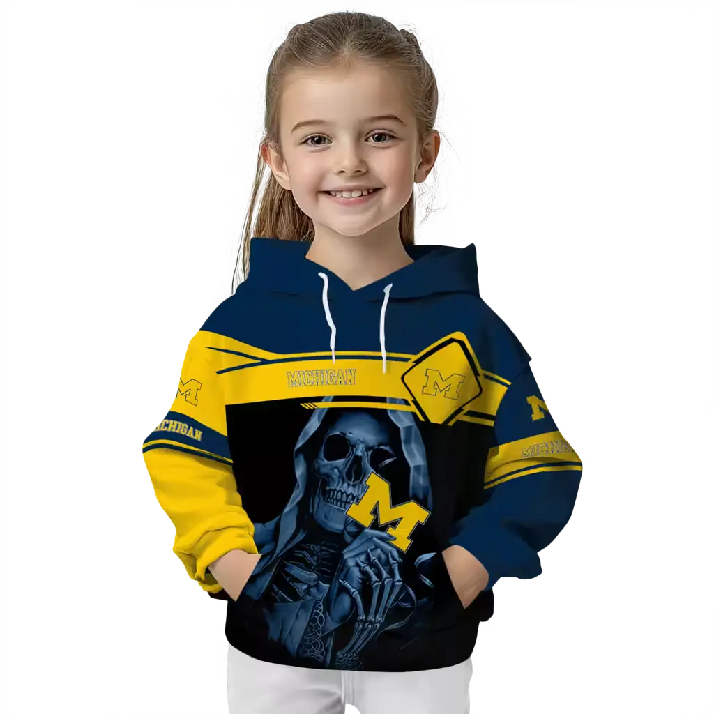 personalized michigan wolverines grim reaper blue black hoodie top rated personalized michigan wolverines grim reaper blue black hoodie top rated