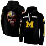 personalized michigan wolverines punisher skull black hoodie best selling