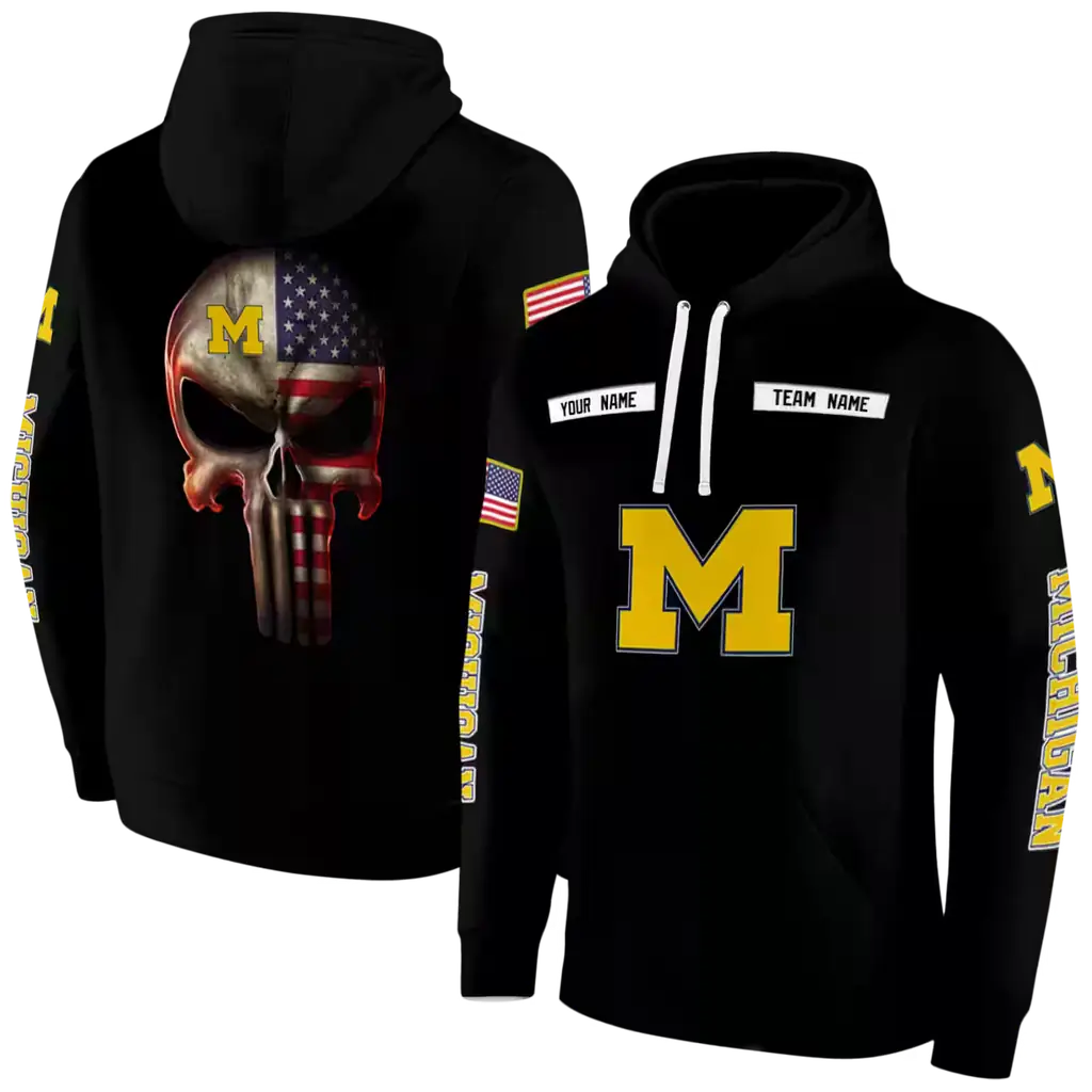 personalized michigan wolverines punisher skull black hoodie fashion forward personalized michigan wolverines punisher skull black hoodie fashion forward