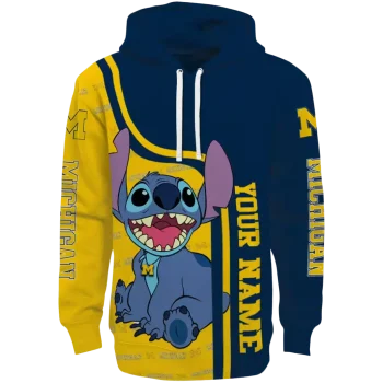 personalized michigan wolverines stitch blue hoodie best selling