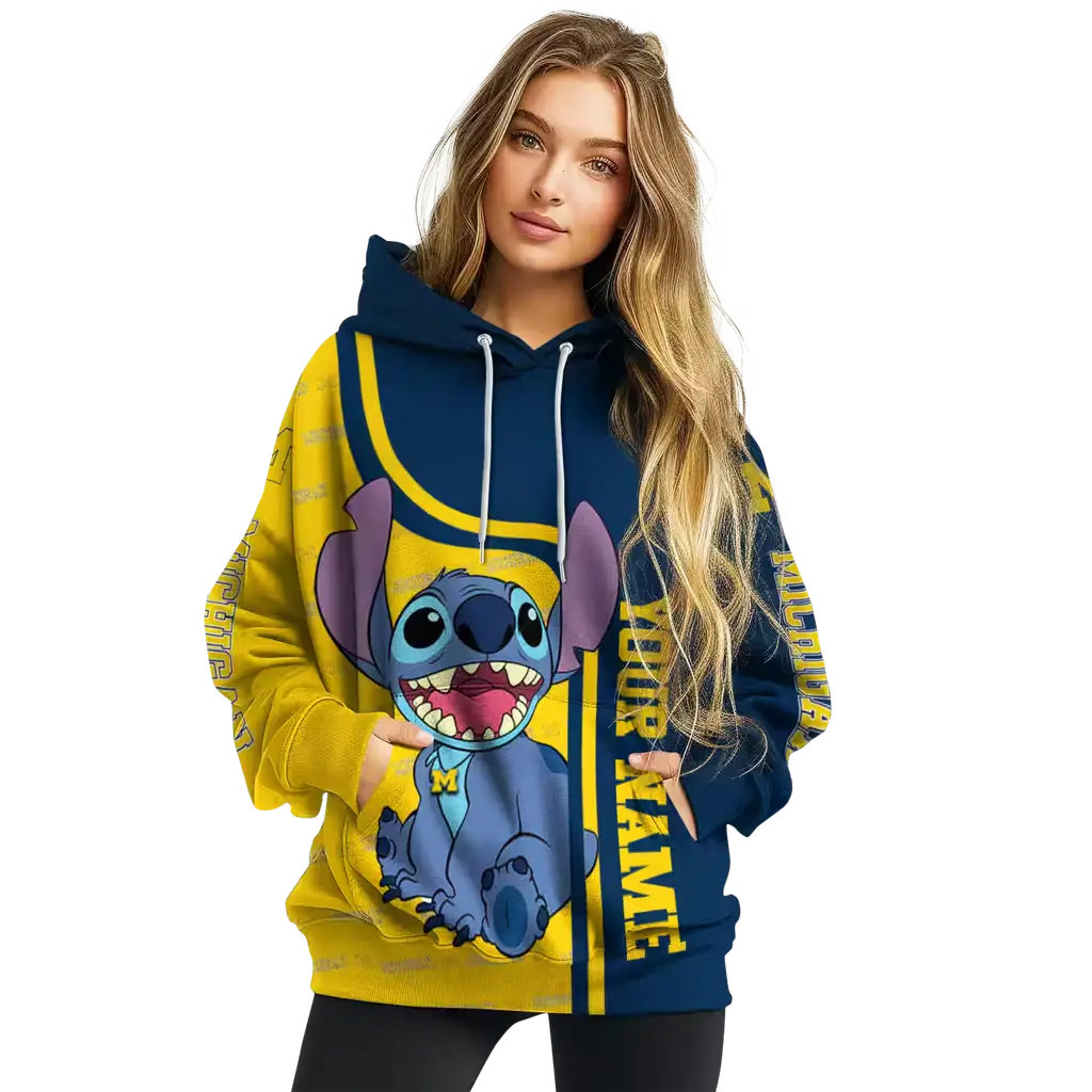 personalized michigan wolverines stitch blue hoodie high quality personalized michigan wolverines stitch blue hoodie high quality