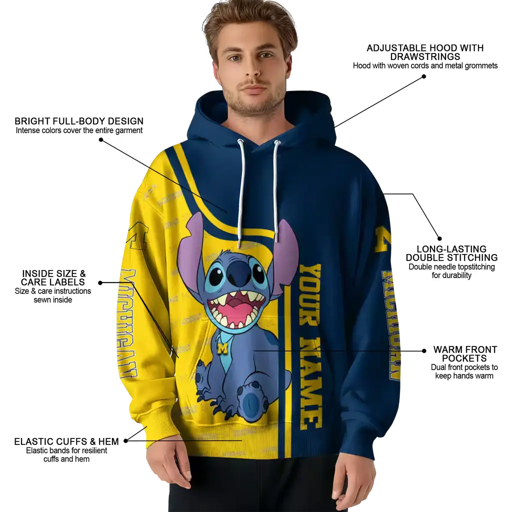 personalized michigan wolverines stitch blue hoodie latest model personalized michigan wolverines stitch blue hoodie latest model