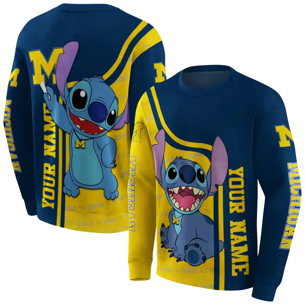 personalized michigan wolverines stitch blue hoodie premium grade personalized michigan wolverines stitch blue hoodie premium grade