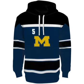 personalized michigan wolverines striped pattern blue hoodie best selling