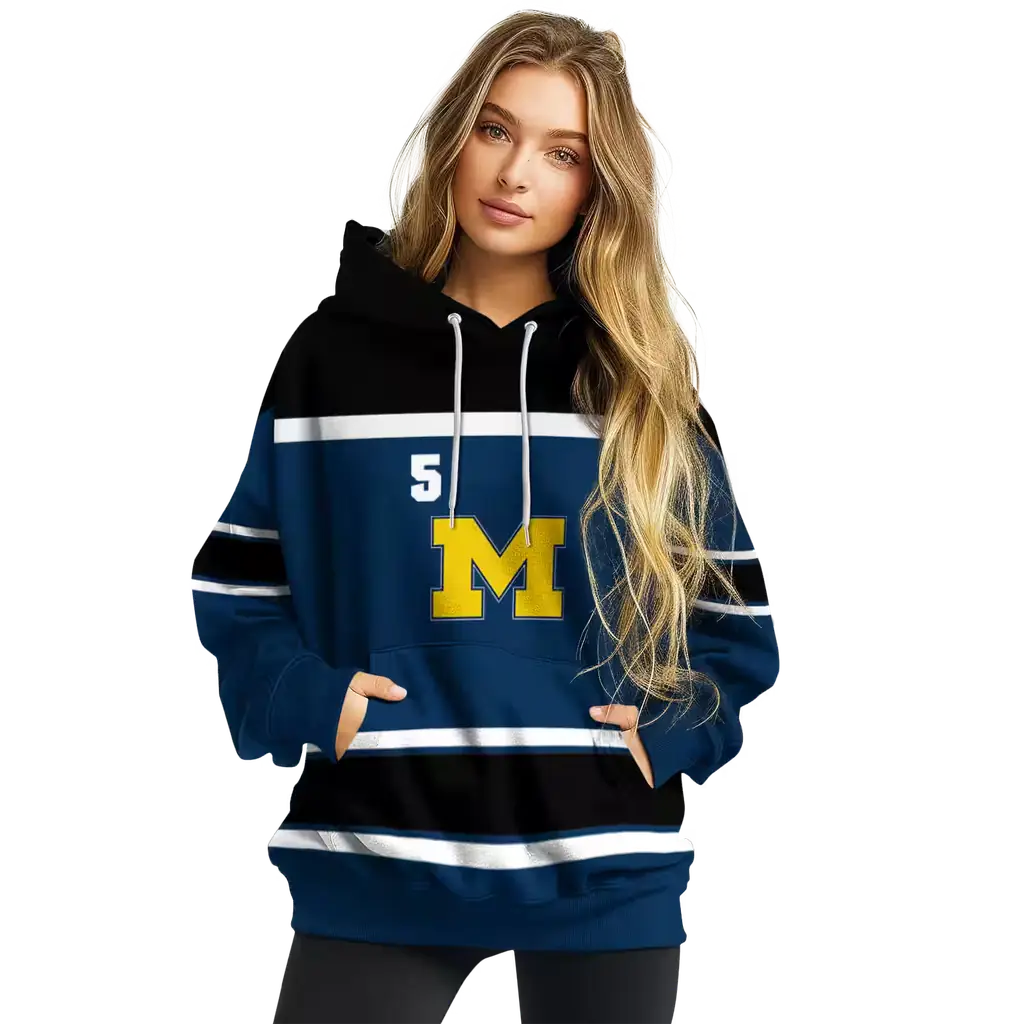 personalized michigan wolverines striped pattern blue hoodie high quality personalized michigan wolverines striped pattern blue hoodie high quality