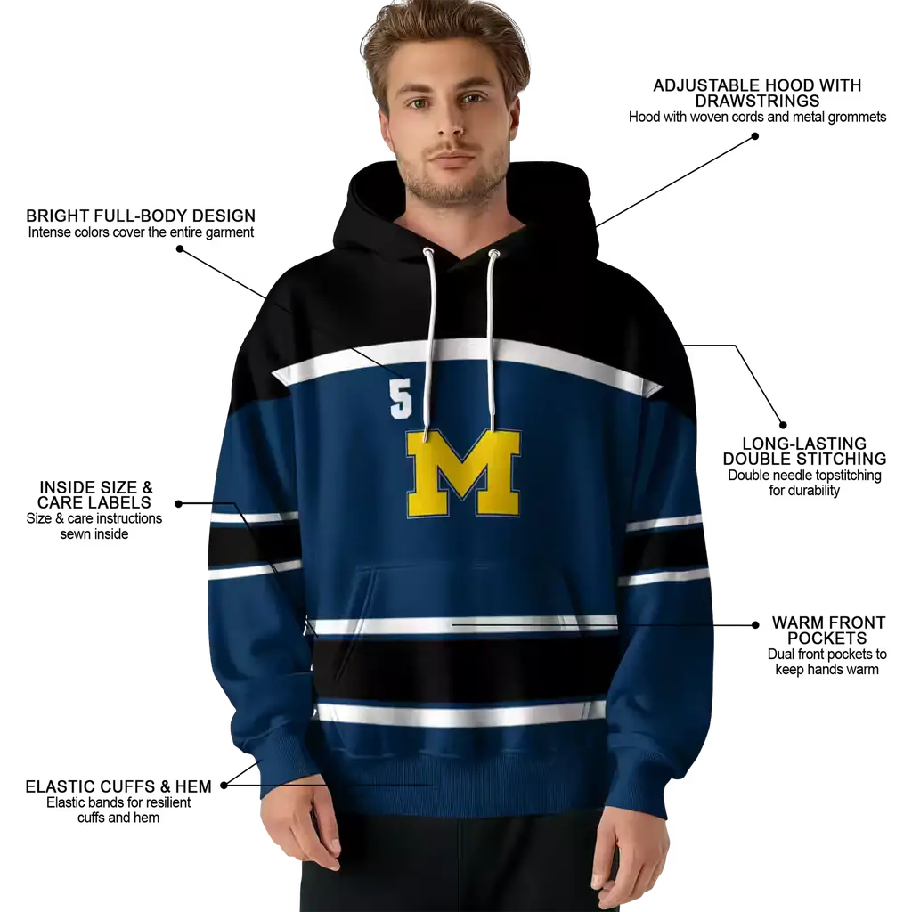 personalized michigan wolverines striped pattern blue hoodie latest model personalized michigan wolverines striped pattern blue hoodie latest model