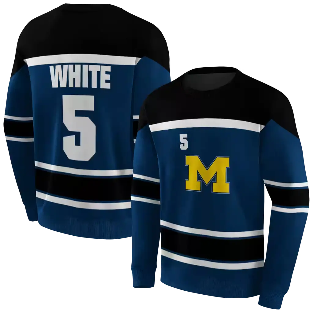 personalized michigan wolverines striped pattern blue hoodie premium grade personalized michigan wolverines striped pattern blue hoodie premium grade
