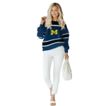 personalized michigan wolverines striped pattern blue hoodie best selling