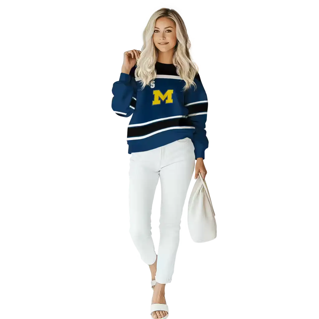 personalized michigan wolverines striped pattern blue hoodie trendy personalized michigan wolverines striped pattern blue hoodie trendy