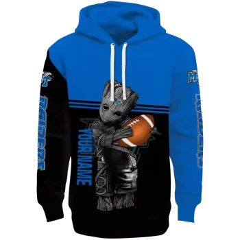 personalized middle tennessee blue raiders baby groot blue black hoodie best selling