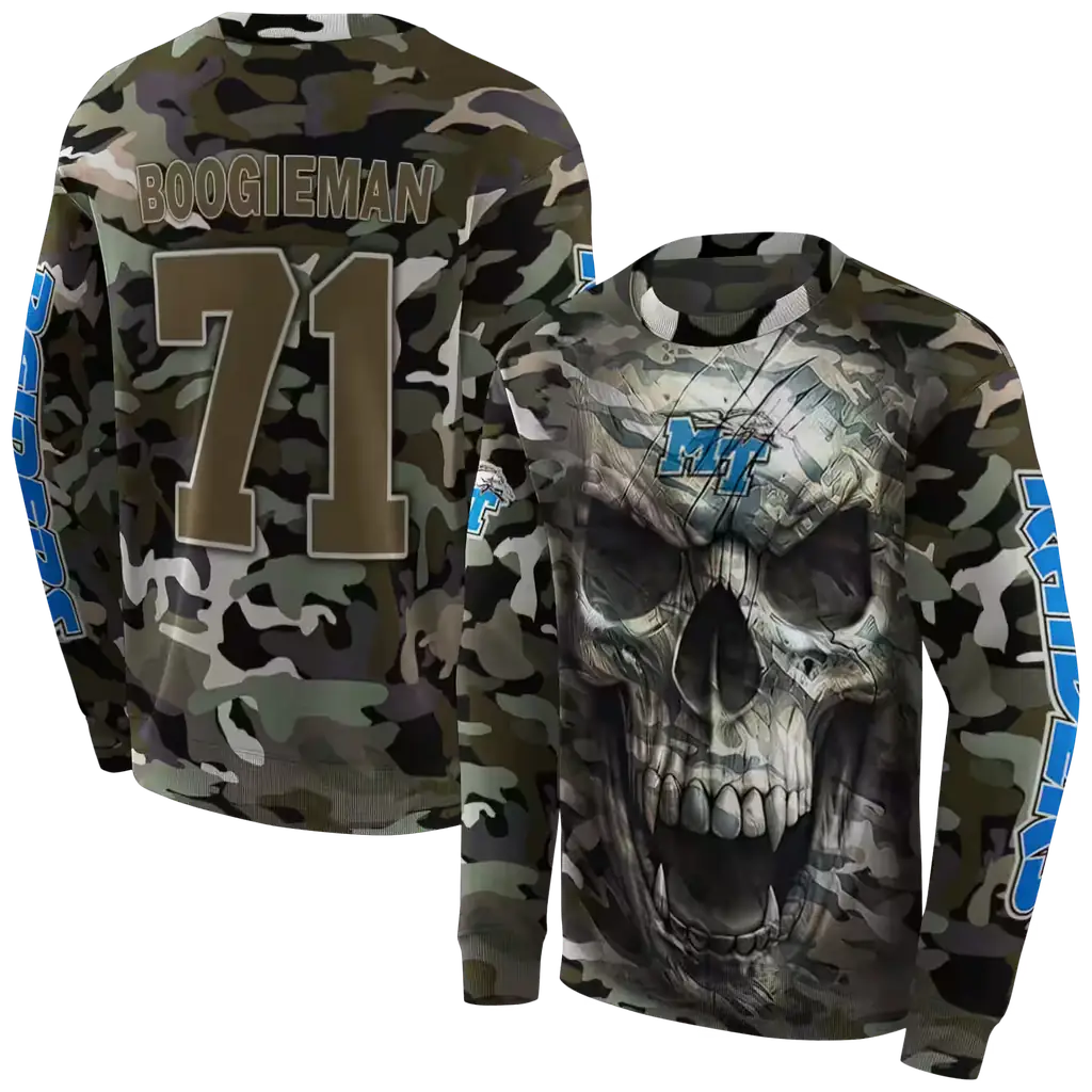 personalized middle tennessee blue raiders camo skull hoodie premium grade personalized middle tennessee blue raiders camo skull hoodie premium grade