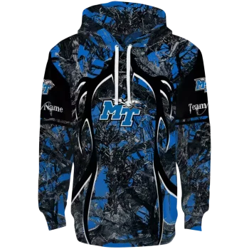 personalized middle tennessee blue raiders hunting theme blue black hoodie best selling