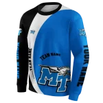 personalized middle tennessee blue raiders minimalist design blue black hoodie new arrival