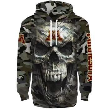 personalized minnesota golden gophers camo skull hoodie best selling