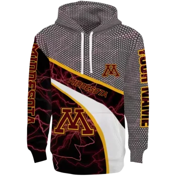 personalized minnesota golden gophers hexagonal mesh maroon black gray hoodie best selling