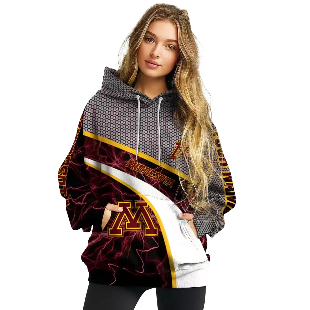 personalized minnesota golden gophers hexagonal mesh maroon black gray hoodie high quality personalized minnesota golden gophers hexagonal mesh maroon black gray hoodie high quality