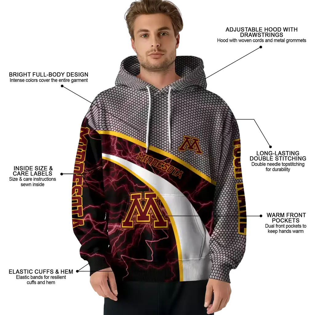 personalized minnesota golden gophers hexagonal mesh maroon black gray hoodie latest model personalized minnesota golden gophers hexagonal mesh maroon black gray hoodie latest model