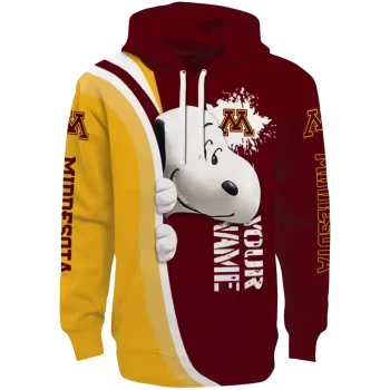 personalized minnesota golden gophers peeking snoopy maroon hoodie best selling