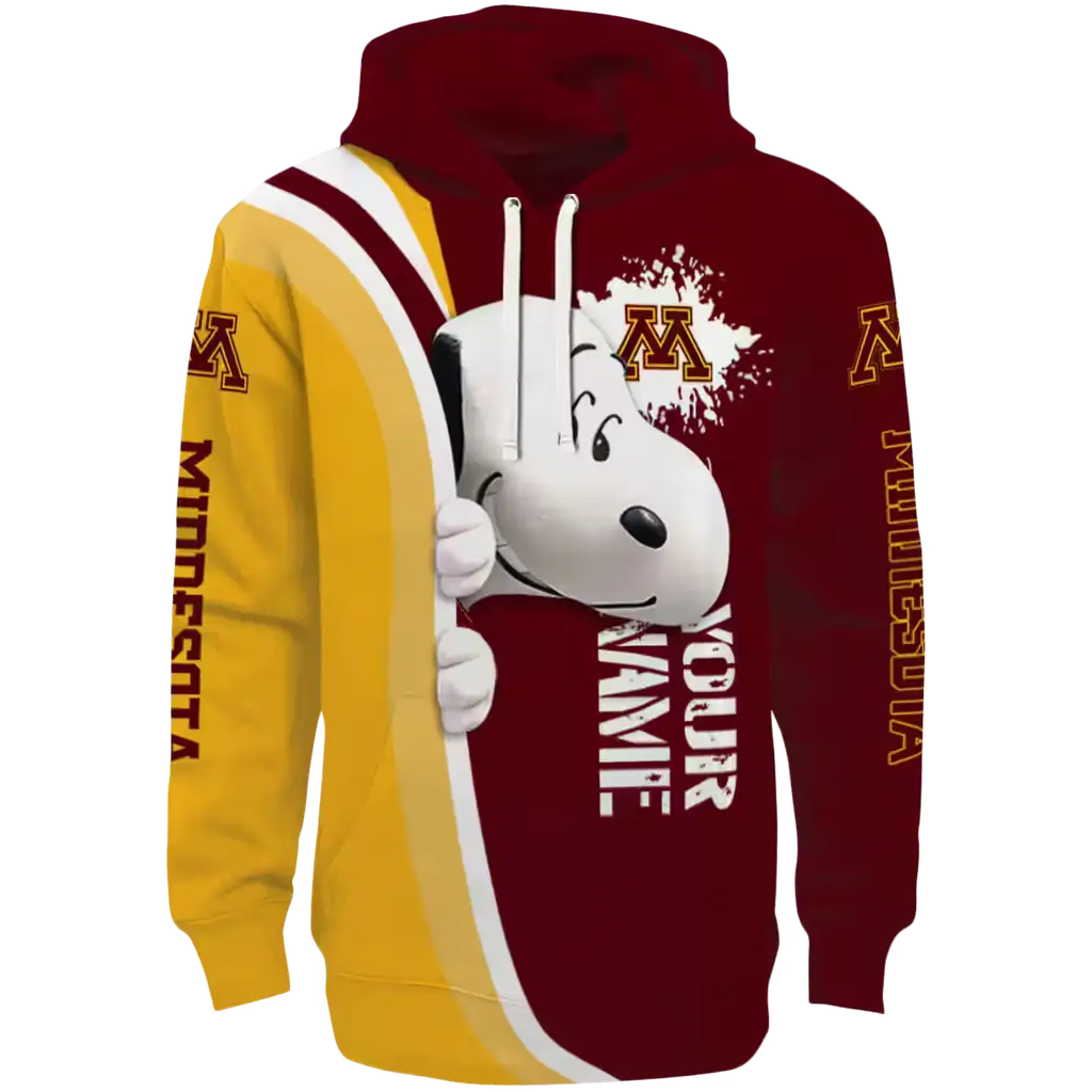 personalized minnesota golden gophers peeking snoopy maroon hoodie best selling personalized minnesota golden gophers peeking snoopy maroon hoodie best selling